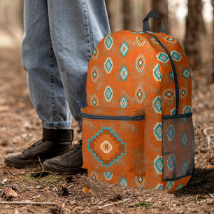 Southwest Canyon Copper Colour Diamond Personalize Printed Backpack