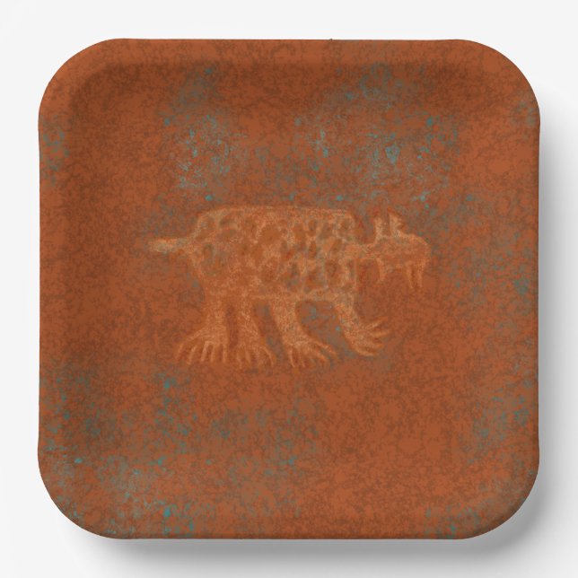 Southwest Canyons Bobcat Petroglyph Design Paper P Plate (Front)