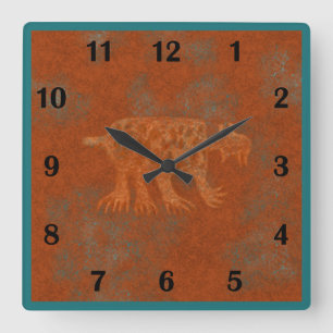 Southwest Canyons Bobcat Petroglyphs Regular Style Square Wall Clock