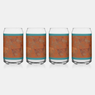 Southwest Canyons Deer and Bobcat Petroglyphs Can Glass