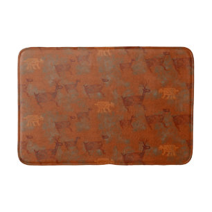 Southwest Canyons Deer & Bobcat Petroglyphs Design Bath Mat