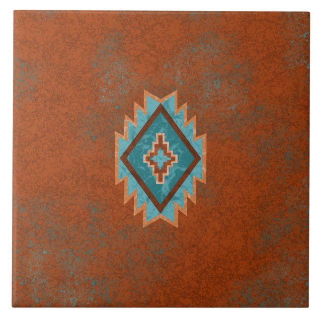 Southwest Canyons Diamond Geometric Pattern Tile (Front)