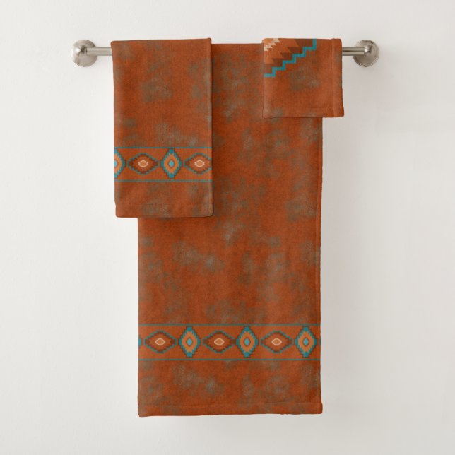Southwest Canyons Geometric Diamond Design Bath Towel Set (Insitu)