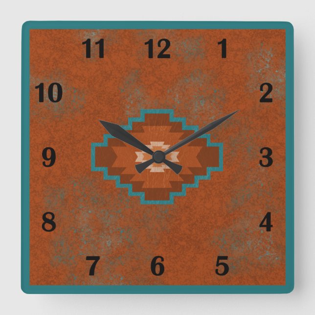 Southwest Canyons Geometric Regular Style Square W Square Wall Clock (Front)