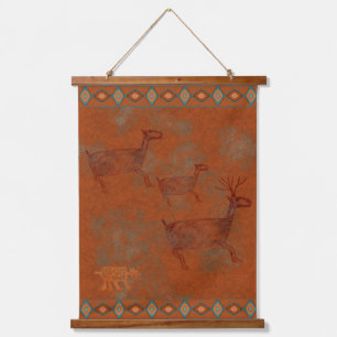 Southwest Canyons Petroglyphs Deer and Bobcat Hanging Tapestry