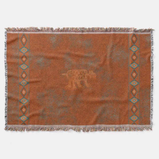 Southwest Canyons Petroglyphs Throw Blanket (Front)