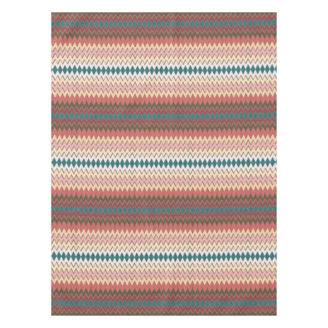 Southwest Chevron Zigzag Cotton Tablecloth (Front)