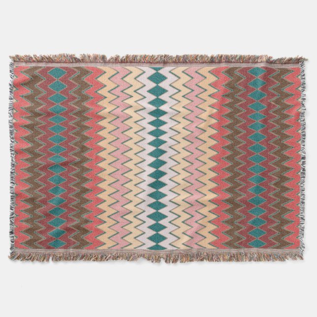 Southwest Chevron Zigzag Throw Blanket (Front)