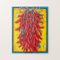 Southwest Chile Chili Pepper Ristra Lizard Puzzle