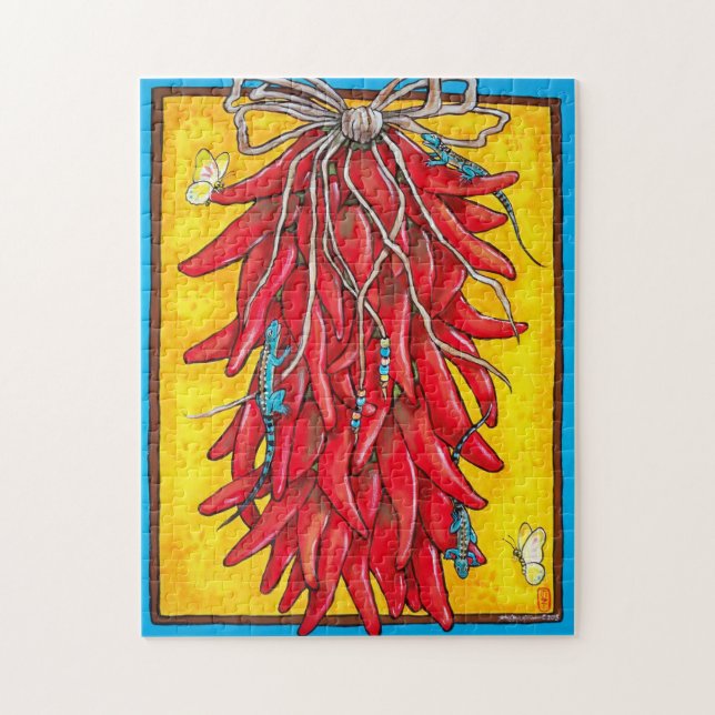 Southwest Chile Chili Pepper Ristra Lizard Puzzle (Vertical)