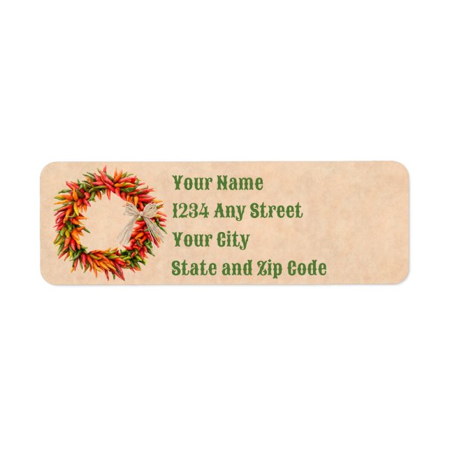 Southwest Chile Ristra Wreath Holiday Address (Front)