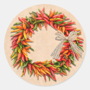Southwest Chile Ristra Wreath Holiday Christmas Classic Round Sticker