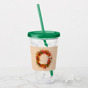 Southwest Chile Ristra Wreath on Adobe Wall Acrylic Tumbler