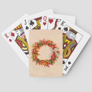 Southwest Chile Ristra Wreath on Adobe Wall Playing Cards