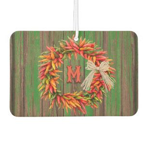 Southwest Chile Ristra Wreath Personalized Initial Air Freshener