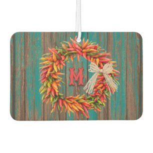 Southwest Chile Ristra Wreath Personalized Initial Air Freshener