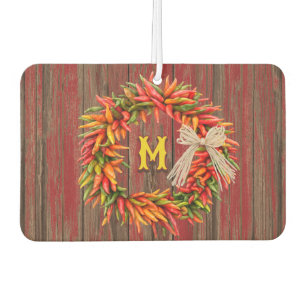 Southwest Chile Ristra Wreath Personalized Initial Air Freshener
