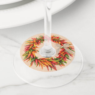 Southwest Chile Ristra Wreath Wine Glass Tags