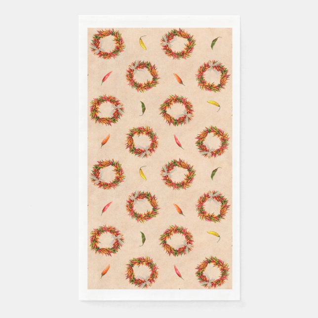 Southwest Chile Ristra Wreaths All Over Pattern Napkin (Front)