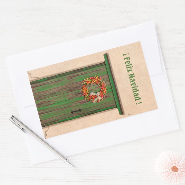Southwest Chile Wreath Holiday Feliz Navidad Sticker (Envelope)