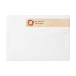 Southwest Chile Wreath on Adobe Wall Wrap Around Label