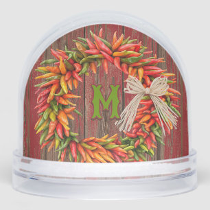 Southwest Chile Wreath Personalized Snowglobe