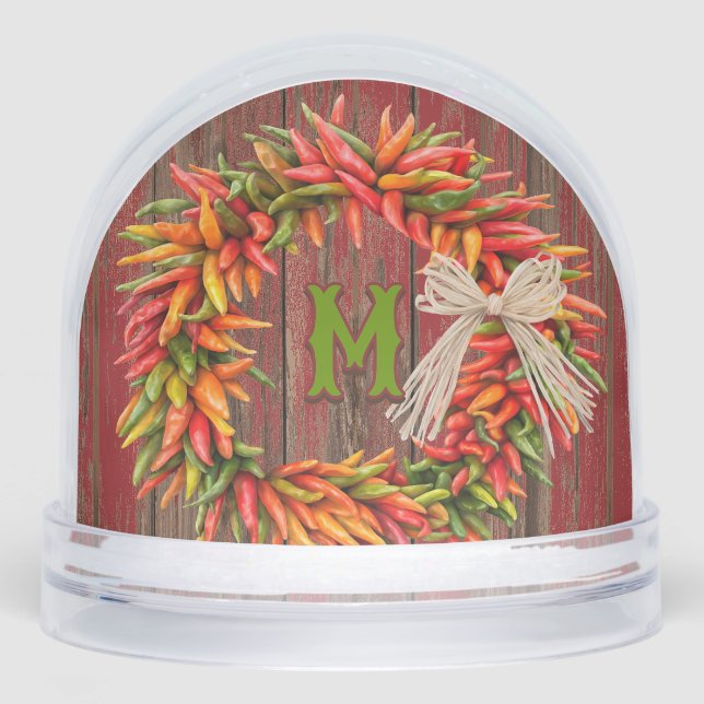 Southwest Chile Wreath Personalized Snowglobe (Front)