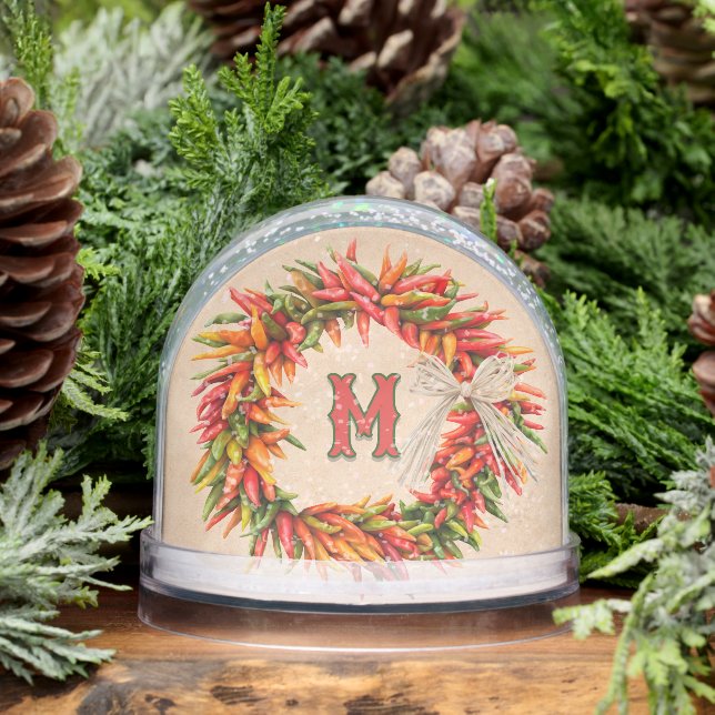 Southwest Chile Wreath Personalized Snowglobe (Winter)