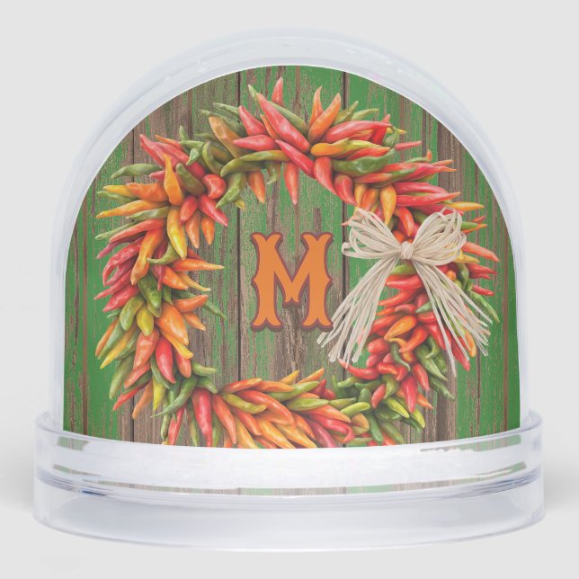 Southwest Chile Wreath Personalized Snowglobe (Front)