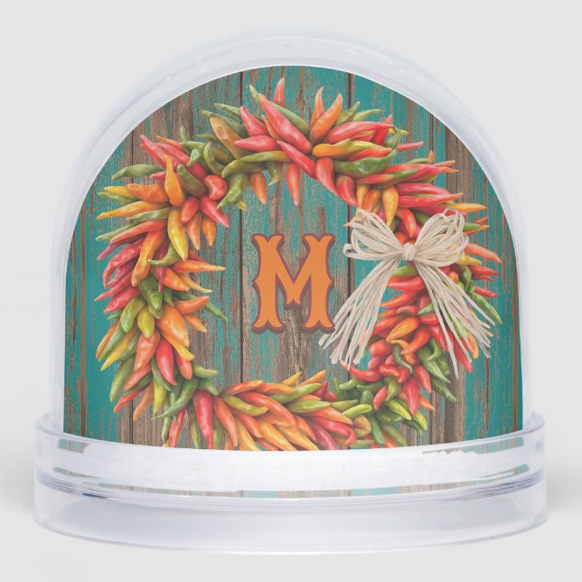 Southwest Chile Wreath Personalized Snowglobe (Front)