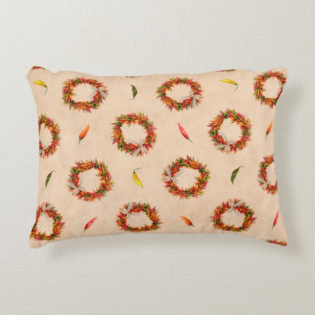 Southwest Chile Wreaths All Over Pattern Accent Pillow (Front)
