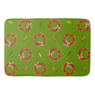 Southwest Chile Wreaths and Peppers Customizeable Bath Mat