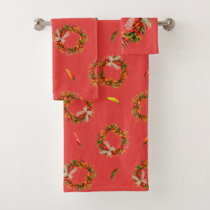 Southwest Chile Wreaths and Peppers Customizeable Bath Towel Set