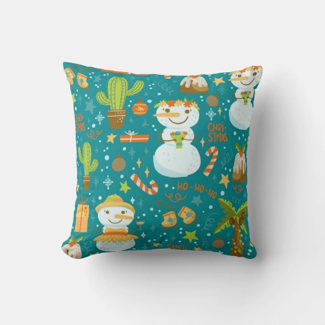 Southwest Christmas Pattern Throw Pillow (Front)