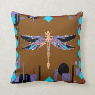 Southwest Coffee Brown Turquoise Pillow by Sharles