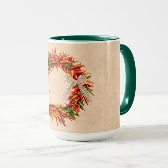 Southwest Colorful Festive Chile Ristra Wreath  Mug (Front Right)