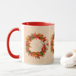 Southwest Colorful Festive Chile Ristra Wreath  Mug