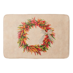 Southwest Colourful Rustic Chile Ristra Wreath Bath Mat