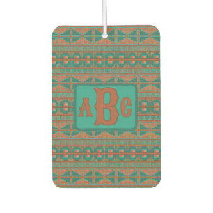Southwest Copper Teal Geometric Design Monogram Air Freshener