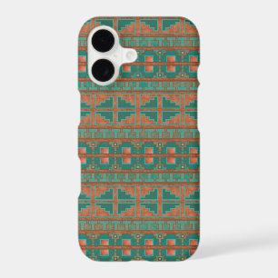 Southwest Copper Teal Geometric Tribal Pattern