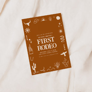 Southwest Cowboy First Rodeo Birthday Party Invie Invitation