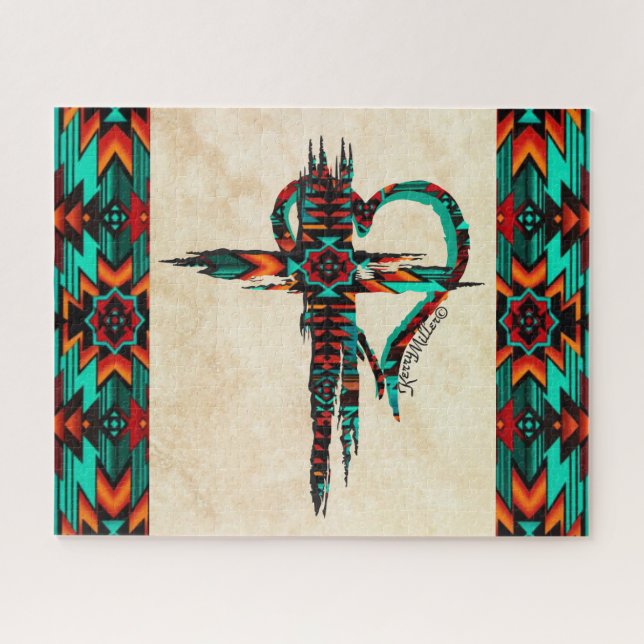 Southwest Cross And HeartJigsaw Puzzle (Horizontal)