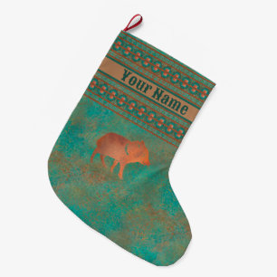 Southwest Cute Javelina Baby Personalized Large Christmas Stocking