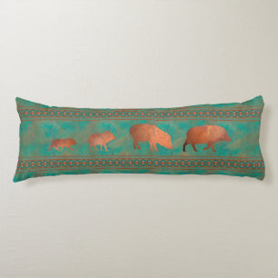 Southwest Cute Javelina Family Copper Teal Body Pillow