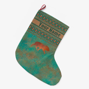 Southwest Cute Javelina Kid Personalized Large Christmas Stocking