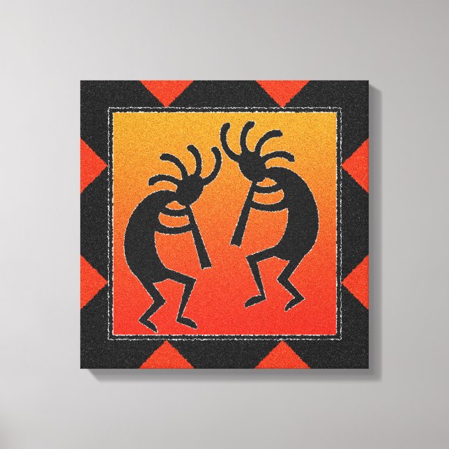 Southwest Dancing Kokopelli Design Canvas Print (Front)