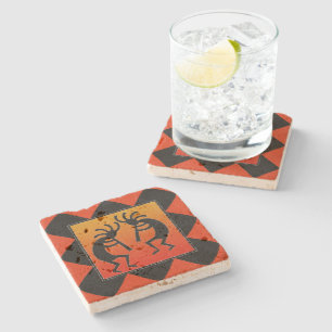 Southwest Dancing Kokopelli Design Stone Coaster