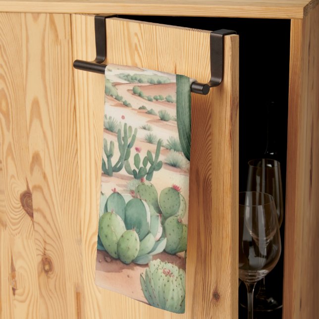 Southwest Desert Cactus Scene  Kitchen Towel (Thirds Fold)