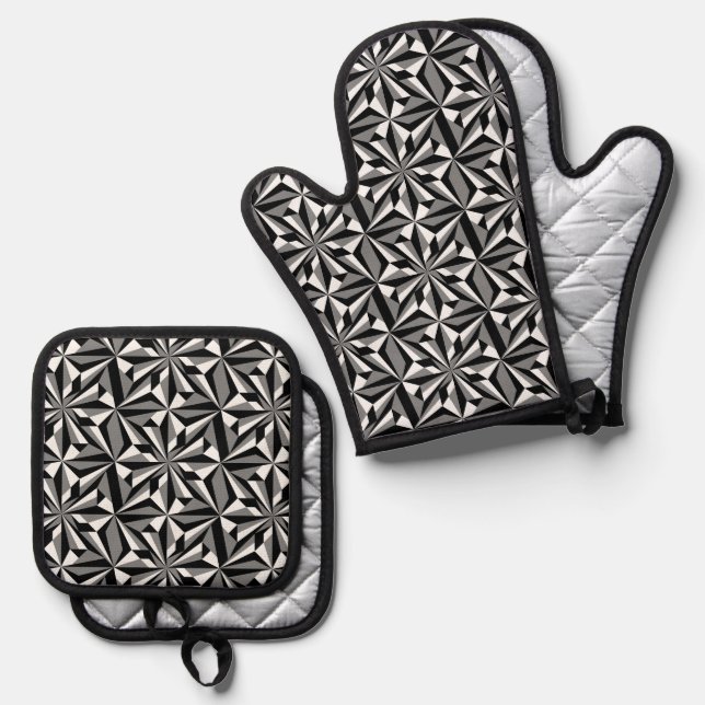 Southwest Desert Flowers in Grey Oven Mitt & Pot Holder Set (Front/Back)