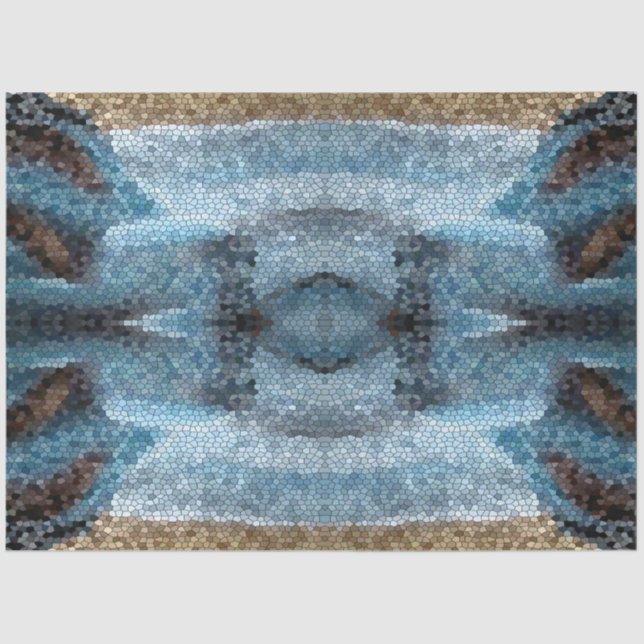 Southwest Desert Mosaic Teal Background Decoupage Tissue Paper (Front)